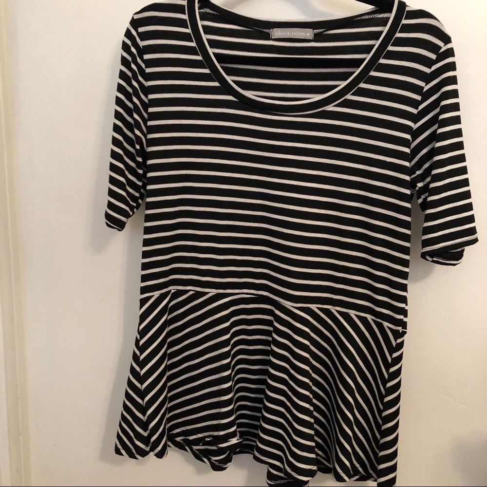 Black and White Striped Blouse - Olivia Moon